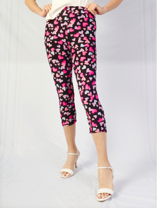 Heart Print Stretch Capri